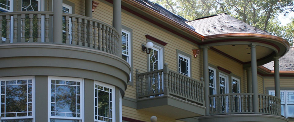 Curved handrails on a historical home