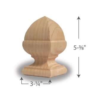 Cedar French Acorn Finial 4 Inch