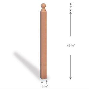 Cedar Square 4x4 Cedar Newel with Ball Top