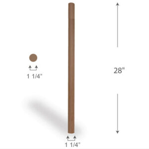2x2 Round Dowel 1" - 1 3/8"